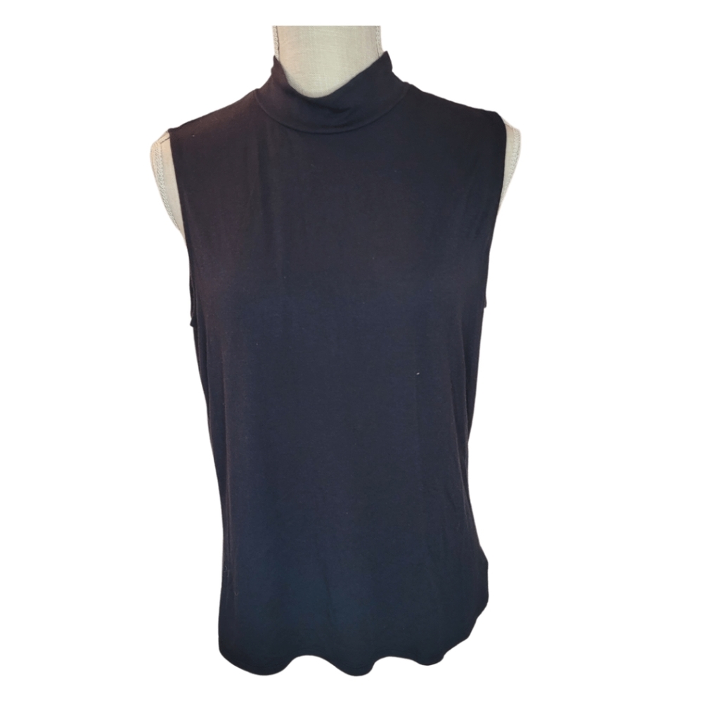 Athleta Black Turtle Neck Muscle Tank Size M Tall